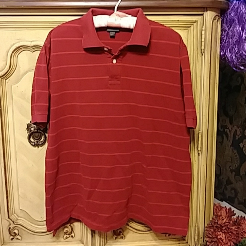 Mens Cotton polo shirt Collared CHEROKEE sz L short sleeve red toned pullover